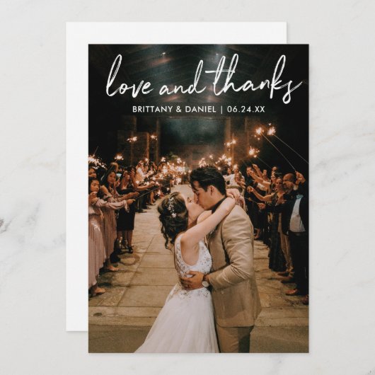 Mariage manuscrit de l'amour de script Merci (Devant / Derrière)