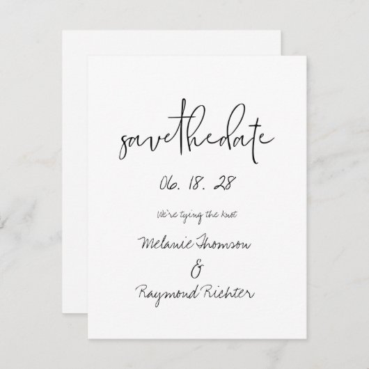 Mariage manuscrit Enregistrer La Carte Date (Devant / Derrière)