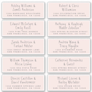 Mariage manuscrit rose Étiquettes de adresse invit