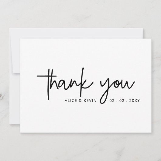 Mariage manuscrit simple script élégant Merci (Devant)