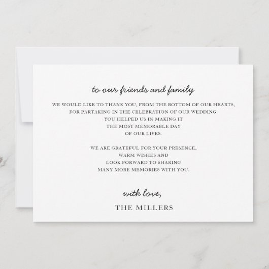 Mariage manuscrit simple script élégant Merci (Dos)