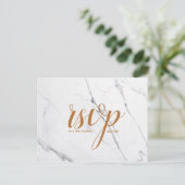 Mariage Marbre blanc Or Script Carte Postale Rsvp (Debout devant)