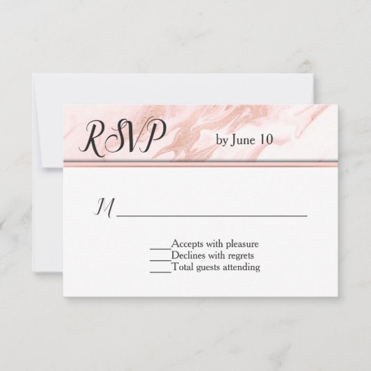Mariage marbré en or rose et blush RSVP (Devant)