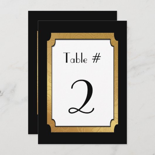 Mariage Mariage noir et or Numéro de table (Devant / Derrière)