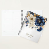Mariage Marine Bleu Blanc Or Floral Argent (Devant avec enveloppe)