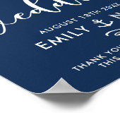 Mariage marine Bleu Script nautique Affiche de bie (Coin)