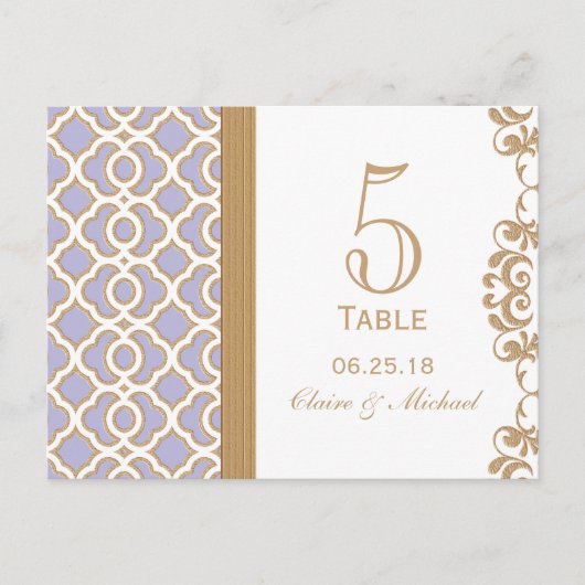 Mariage marocain violet clair Numéro de table (Devant)