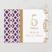 Mariage marocain violet et or Numéro de table (Devant)