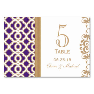 Mariage marocain violet et or Numéro de table
