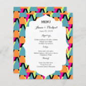 Mariage Menu 80's Style Motif géométrique (Devant / Derrière)