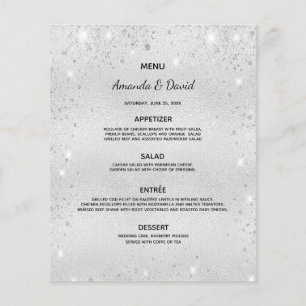 Mariage Menu argent parties scintillant poussière
