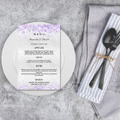 Mariage Menu argent violet lavande