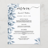 Mariage Menu bleu floral blanc (Devant)