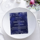 Mariage Menu bleu marine parties scintillant blanc
