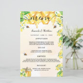 Mariage Menu bumble abeilles fleur de nid d'abeill (Debout devant)