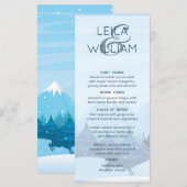 Mariage Menu Card hiver magique bleu (Devant / Derrière)