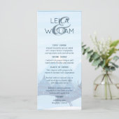 Mariage Menu Card hiver magique bleu (Debout devant)