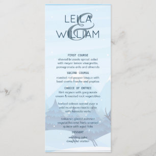 Mariage Menu Card hiver magique bleu
