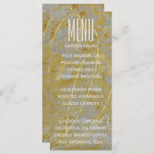 Mariage Menu Card Silver Lining (Devant / Derrière)