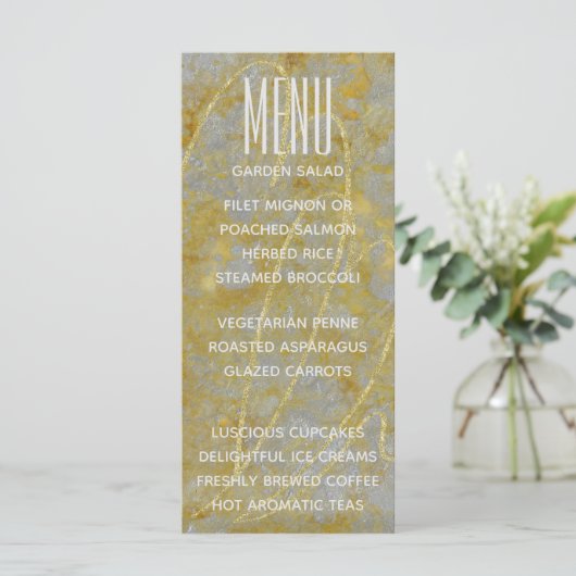 Mariage Menu Card Silver Lining (Debout devant)