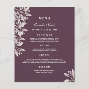 Mariage Menu cassis pourpre botanique poussiéreux