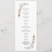 Mariage Menu Cérémonie Fleurs sauvages Floral (Dos)