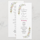 Mariage Menu Cérémonie Fleurs sauvages Floral (Devant / Derrière)