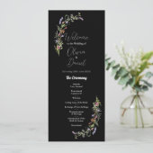 Mariage Menu Cérémonie Fleurs sauvages Floral Dark (Debout devant)