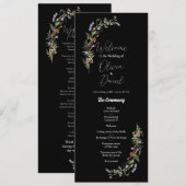 Mariage Menu Cérémonie Fleurs sauvages Floral Dark (Devant / Derrière)