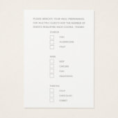Mariage menu choix script texte gris petites carte (Dos)