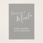 Mariage menu choix script texte gris petites carte (Devant)