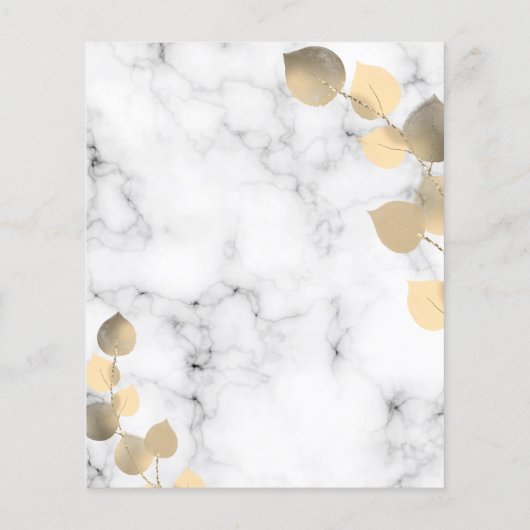 Mariage Menu eucalyptus doré marbre botanique (Dos)