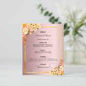Mariage Menu fleurons roses rose glam poussiéreux  (Debout devant)
