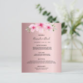 Mariage Menu Fleurs roses rose poussiéreux (Debout devant)