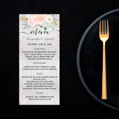 Mariage Menu flor rose argent