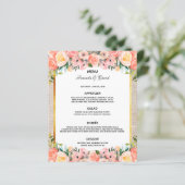 Mariage Menu flûte rose burlap Rustique (Debout devant)