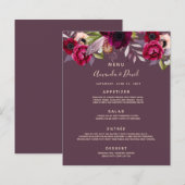 Mariage Menu flûtes bordeaux cassis violet (Devant / Derrière)