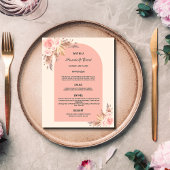 Mariage Menu pampas herbe rose or floral blush