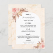 Mariage Menu pampas herbe rose or marbre fleuri (Devant / Derrière)