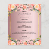 Mariage Menu rose floral poussiéreux rose or photo (Devant)