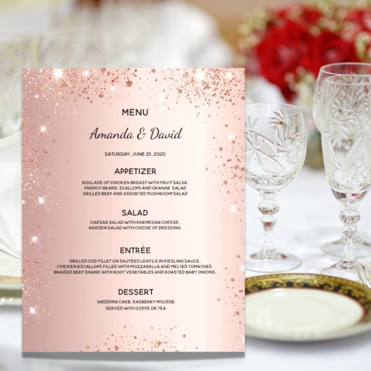 Mariage Menu rose or