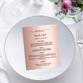 Mariage Menu rose or élégant