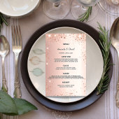 Mariage Menu rose or parties scintillant poussière