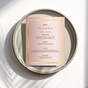 Mariage Menu rose or photo notre histoire