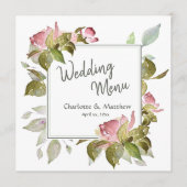 Mariage Menu Roses aquarelle (Devant)