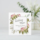 Mariage Menu Roses aquarelle (Debout devant)