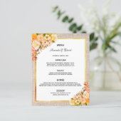 Mariage Menu Rustique burlap or florales (Debout devant)
