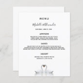 Mariage Menu swan couple blanc minimaliste (Devant / Derrière)