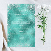 Mariage Menu turquoise mer vert parties scintillan