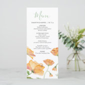 Mariage Menus Aquarelle Orange Florales (Debout devant)
